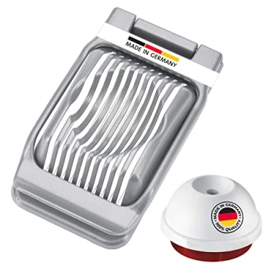 Imagen de Westmark Set, 2 unidades, 1 cortador de huevos para rodajas redondas y ovaladas + perforador huevos, Aluminio/acero inoxidable/plástico, Duplex, Plateado/Rojo/Blanco, 102022E6