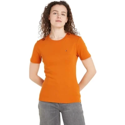 Imagen de Tommy Hilfiger SLIM CODY CNK SS Camiseta básica, Mujer, Talla: Small, Autumn orange