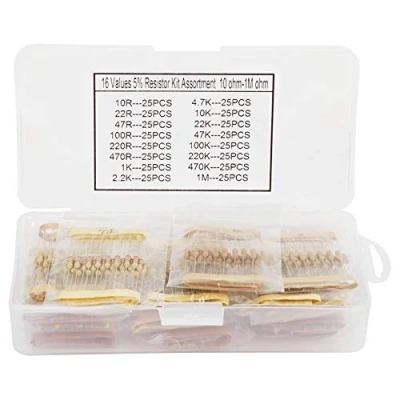 Imagen de 400Pcs 1 / 2W Surtido de resistencias Kit, 10ohm 1Mohm 1/4 watt Resistor película metálica