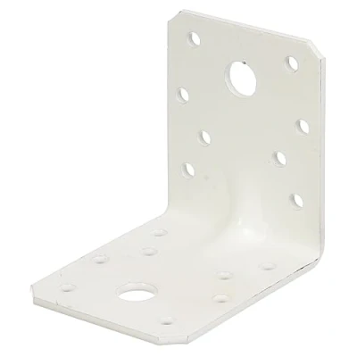 Imagen de Alberts 846565 Escuadra reforzada con nervio, Galvanizada, recubrimiento de plástico blanco, 70 x 55 mm, Juego 50