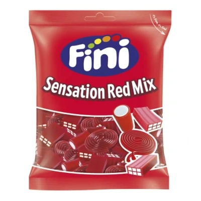 Imagen de Fini Sensation Red Mix Surtido de Regaliz Rojo en Forma Ladrillos, Tacos y Espirales Geles Dulces Golosinas Chuches para Cumpleaños, Navidad, Halloween Regalos Bolsa 500 gr