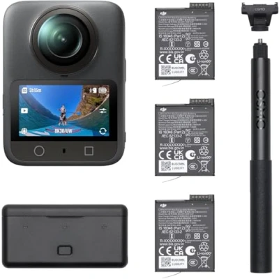 Imagen de DJI Pack Aventura Osmo 360, cámara 360 con Imagen de 1 Pulgada, Vida útil batería extendida 3 baterías, Video en 8K Nativo, acción para Deportes, vlog