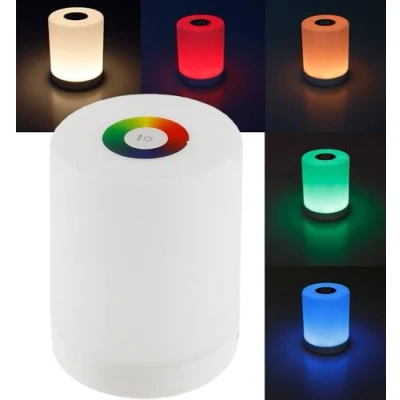 Imagen de ChiliTec Lámpara de mesa LED táctil RGB, color blanco cálido, portátil, con batería, RGB ajustable + función cambio color, regulable, ojal para colgar,