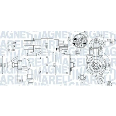 Imagen de MAGNETI MARELLI 063721563510 Motor de arranque 12 1,7 10 AUDI: A6 C7 Avant, Q5, A5 B8 Coupé