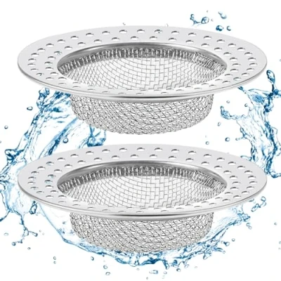 Imagen de Diboniur 2 Piezas Colador Fregadero, Filtro Desague Ducha de Acero Inoxidable para Cocina baño, Diámetro Externo 7,8 cm