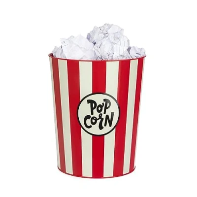 Imagen de Balvi Papelera Popcorn Color Rojo y Beige Los Papeles simulan Palomitas Metal