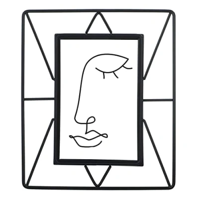 Imagen de Hama marco de fotos metal negro 10 x 15 cm (marco para retrato, colocar, intercambiable, pie con soporte, retrato cristal, diseño industrial), color