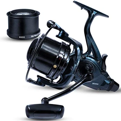 Imagen de Sougayilang carrete de pesca carpa, giratorio suave ultra potente 13+1BB, cuerpo metal 9000/10000/12000, carretes surf para agua salada y dulce, 10000