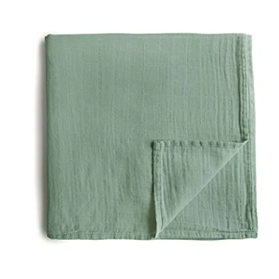 Imagen de mushie Muslin Baby Swaddling Blanket Manta Envolvente para Recién Nacidos de 0 3 Meses Algodón Orgánico Saco Dormir Prelavado Bebés Hecho en Dinamarca Roman Green