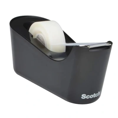 Imagen de Scotch Dispensador de cinta Adhesiva C18, Color Negro + 1 rollo invisible Magic 19 mm x 33 m rellenable para la escuela, el hogar y oficina Incluye un