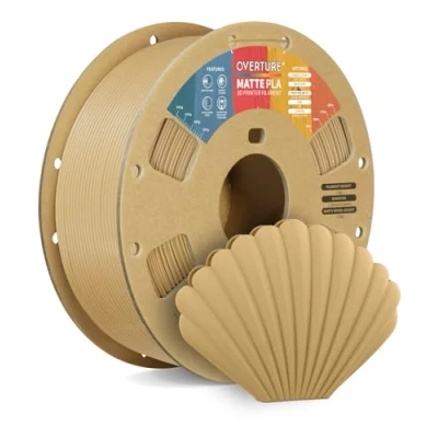 Imagen de OVERTURE Mate PLA Filamento de 1,75 mm, Rollo 1kg Bobina Cartón (2.2lbs), Precisión Dimensional +/ 0.02 mm(Madera Mate)