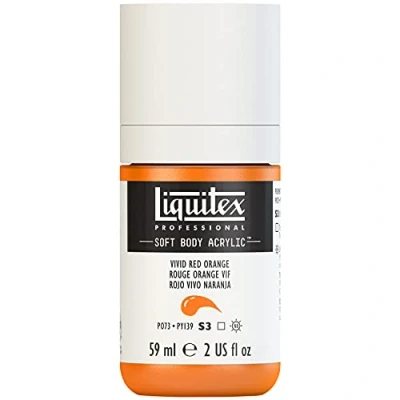 Imagen de Liquitex 1959620 Professional Soft Body Pintura acrílica (consistencia cremosa, alta pigmentación, resistente a la luz y al envejecimiento, bote de 59 ml), color rojo naranja