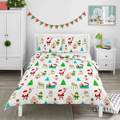 Imagen de Bloomsbury Mill Funda Nórdica Navidad Diversión navideña Juego de Cama para niño edredón y 2 x Almohada 200cm