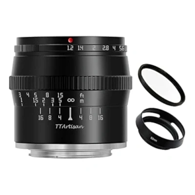 Imagen de TTArtisan Lente de enfoque fijo gran apertura F1.2 APS C 50 mm para cámara Sony E Mount A6000 A6300 A6400 A7C A7RII A7RIII A7MIV A7S NEX 3N 5N, color negro
