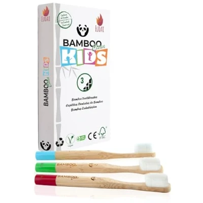 Imagen de Bamboo Clean Nano Cepillos de Dientes Bambú. 20.000 Cerdas Suaves y Orgánicas sin BPA. Natural, Ecológico, Biodegradables Compostables. Para toda la familia. (Paquete 3)