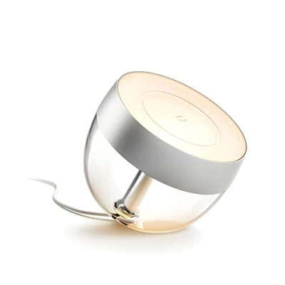 Imagen de Philips Hue Lámpara inteligente Iris, de Mesa LED Inteligente, 8W 570 lúmens, Luz Blanca y Colores, Compatible con Alexa Google Home, Color Plata