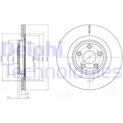 Imagen de DELPHI BG4202C Disco de freno 326 20 5 ventilado revestido altamente carbonizado sin cojinete rueda, anillo sensor ABS JAGUAR: XF Berlina, S Type