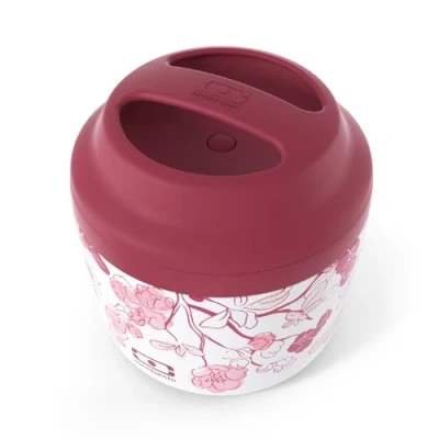 Imagen de MONBENTO Fiambrera Termica MB Element graphic Magnolia que Mantiene la Comida Caliente/Fría Lunch box Termico Ideal para Trabajo/Outdoor Sin BPA y Duradera Rosa con Flores