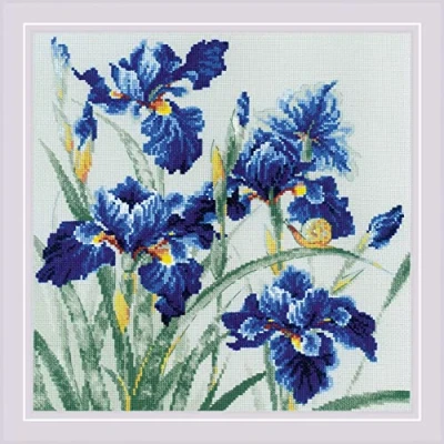 Imagen de Riolis Counted Cross Stitch Kit 11.75&quot;X11.75&quot; Blue Irises (14 Count)