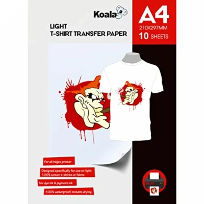 Imagen de KOALA Papel de transferencia tinta para camisetas blancas y claras, 10 hojas, A4