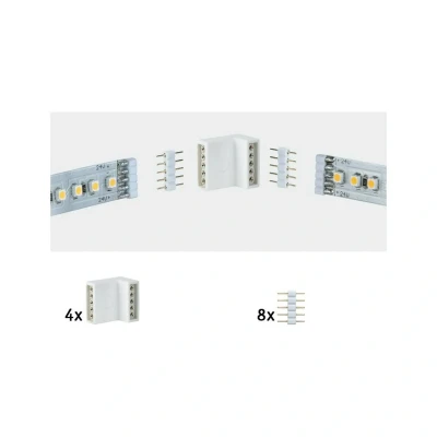 Imagen de Paulmann 70615 Conector angular MaxLED para strip LED, blanco, accesorio strip, paquete de 4, incl. 8 conectores esquinas y rincones