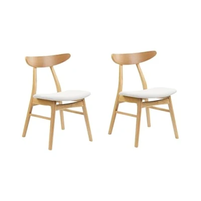 Imagen de Beliani Conjunto de 2 sillas Comedor Madera Caucho Clara Gris Claro Asiento Lynn