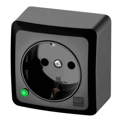 Imagen de asvendo Serie eléctrica, interruptor de luz, conmutación, pulsador, enchufe 1 enchufe, 2 enchufes, negro (1 enchufe)
