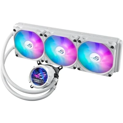 Imagen de ASUS ROG Strix LC III ARGB LCD White Refrigeración por agua de CPU líquida todo en uno (pantalla IPS 2,1 pulgadas, bomba Aseteks Gen7 v2, 3 ventiladores ARGB, 2200 RPM, 3,92 mm H2O, 70,38