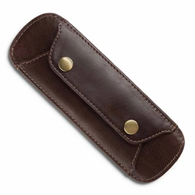 Imagen de LEABAGS Almohadilla de hombro cuero búfalo genuino Aspecto vintage Correa para bolsas con superficie antideslizante 18x6cm Cognac