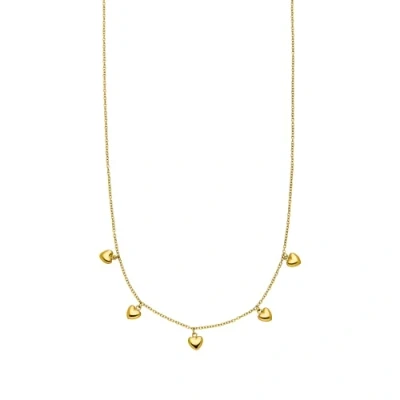 Imagen de Purelei® collar Kalea Heart (oro, plata, oro rosa), para mujer de Acero inoxidable con 5 colgantes corazón, largo resistente al agua, ajustable 40 a 45 cm,