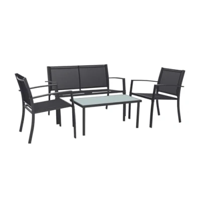 Imagen de S &amp; Saldos y Stocks Sofa + 2 Sillas Mesa de Cristal Templado. Conjunto Jardin Terraza, Gris Oscuro