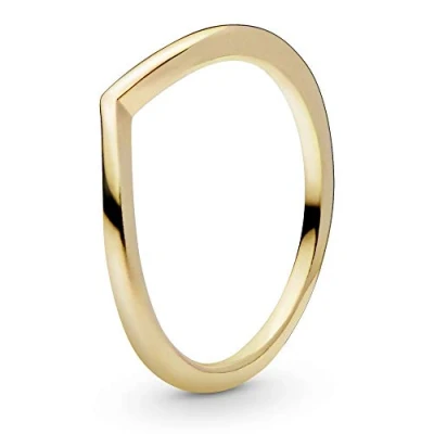 Imagen de Pandora Anillo brillante con diseño de hueso la suerte chapado en oro 14 quilates, talla 50
