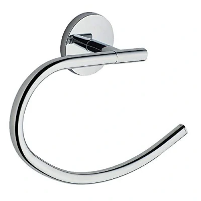 Imagen de Kibath 324664 Toallero de Anilla diseño. Fabricado en Acero Inoxidable y Acabado Cromo Brillo. con Dos Opciones colocación, Adhesiva o Tornillos