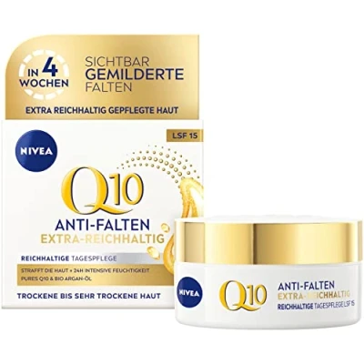 Imagen de NIVEA Q10 Antiarrugas extra rico cuidado de día (50 ml), crema reafirmante para arrugas suavizadas, facial intenso con aceite argán puro y orgánico