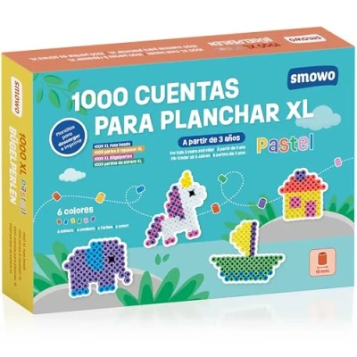 Imagen de Smowo® 1000 perlas grandes de 10 mm, para niños a partir 3 años, 6 colores pastel, XL Juego creativas