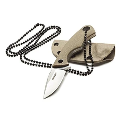 Imagen de TONIFE Cuchillo de cuello fijo, hoja 43 mm, total 119 con vaina Kydex y cadena bolas