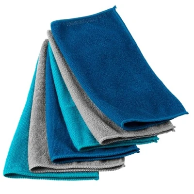 Imagen de Beldray LA077707UFEU7 Microfibra paños de Limpieza, Pack 4, Colores Azul Variados, tratados con piritionato Zinc para una Limpieza eficaz Midas 30 x 20 cm