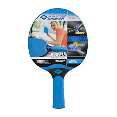 Imagen de Donic Schildkröt Raqueta de Tenis Mesa para Exterior Alltec Hobby Plástico, Resistente a la Intemperie, Azul, Lavable, 733014