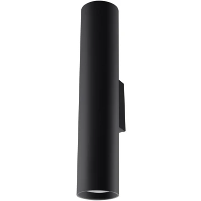 Imagen de SOLLUX lighting Lagos 2 Aplique Diseño Moderno Con Pantalla Cilíndrica, Estilo Industrial Bombilla GU10 Reemplazable, x 40 W Acero Recubrimiento En Polvo, Negro, 6 8 30 cm