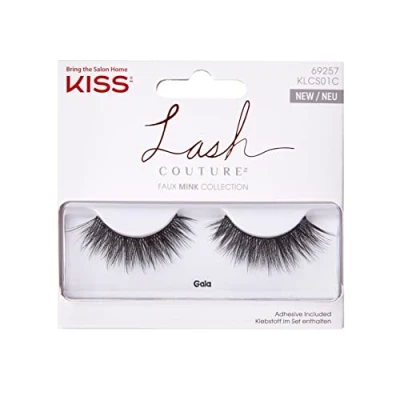 Imagen de KISS Lash Couture Juego de pestañas postizas sintéticas, 1 par postizas, gala, ultrafinas, cónicas, incluye pegamento para