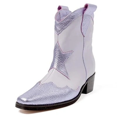 Imagen de L37 HANDMADE SHOES Botas Vaquero Forro de Cuero I Zapatos Hechos a Mano Sky Full of Stars I, Western Boot Mujer, Lilac, 35 EU