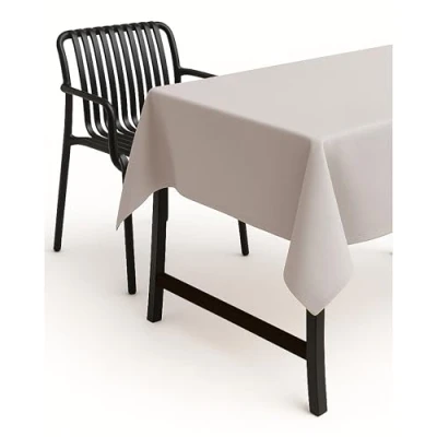 Imagen de TextilDepot24 Mantel para mesa de jardín, imitación lino, antimanchas, repele el agua, no necesita planchado, gris claro, 160 x 220 cm oval
