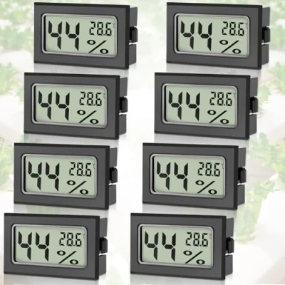 Imagen de Sprifityy 8PCS Mini Termometro Digital Casa, Higrometro Lcd, Preciso para La Sala de Estar, El Invernadero, Bodega, Sótano, Almacén, Negro