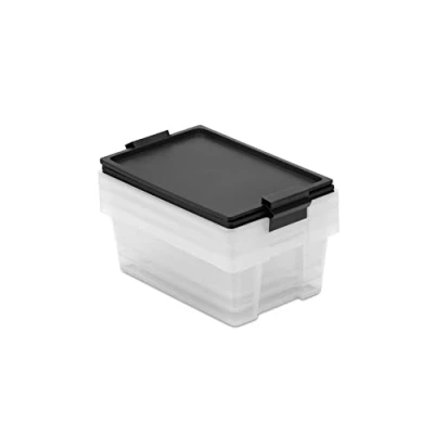 Imagen de TATAY Lote 3 Cajas de Almacenaje con Tapa, 7L Capacidad, Asas, Tapa 100% Materiales reciclados, Libre BPA, Negro. Medidas 25 x 36 13 cm