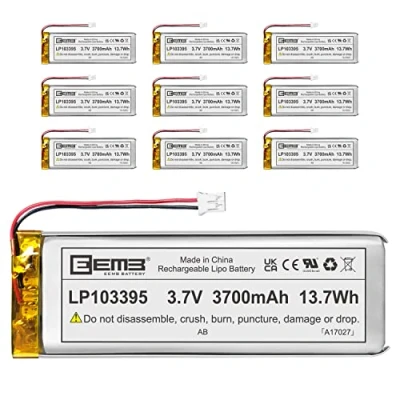 Imagen de EEMB Lithium Polymer batería 3.7V 3700mAh 103395 Paquete de Recargable Lipo con Conector JST para VXI Blue Parrott: confirme la polaridad del Dispositivo y Antes Comprar(10)