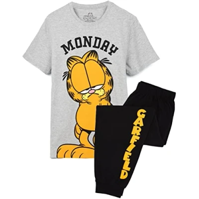 Imagen de Garfield Mens Pajamas Adultos Lazy Monday Cat Camiseta Pantalones PJS XXL