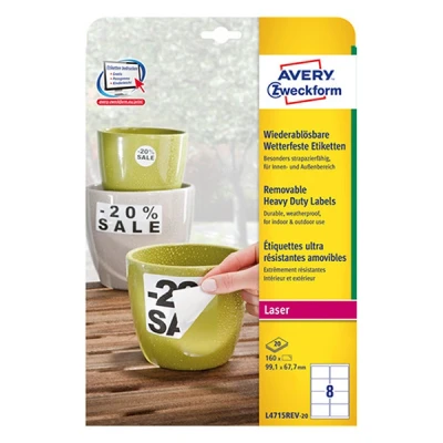 Imagen de Avery Zweckform Purpose Form Etiquetas despegables,160 unidades, blanco