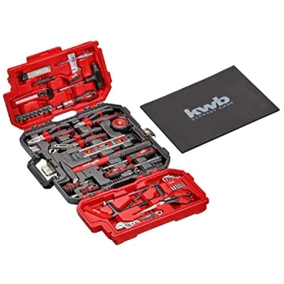 Imagen de kwb maletín de herramientas 70 piezas, plástico resistente, con asa para transportar y colgar, juego alta calidad, ideal taller hogar