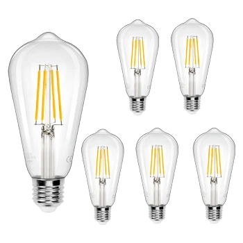 Imagen de Aigostar Bombilla LED E27 con Filamento,Blanco Cálido 2700K,8W(Equivalente a 69W),950 Lúmenes,No Regulable,Bombillas Decorativas,Pack De 5 Uds