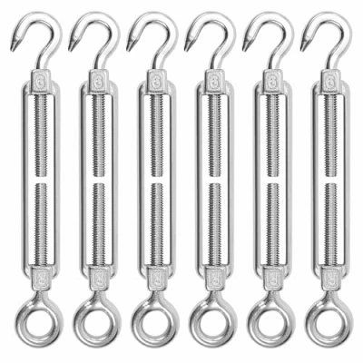 Imagen de Tensores De Acero Inoxidable, 6 Piezas Tensor Cable M6 Alta Resistencia, Gancho Alambre, Ajustable Ojo, Accesorios para Cuerda Toldos Rope y Tendederos